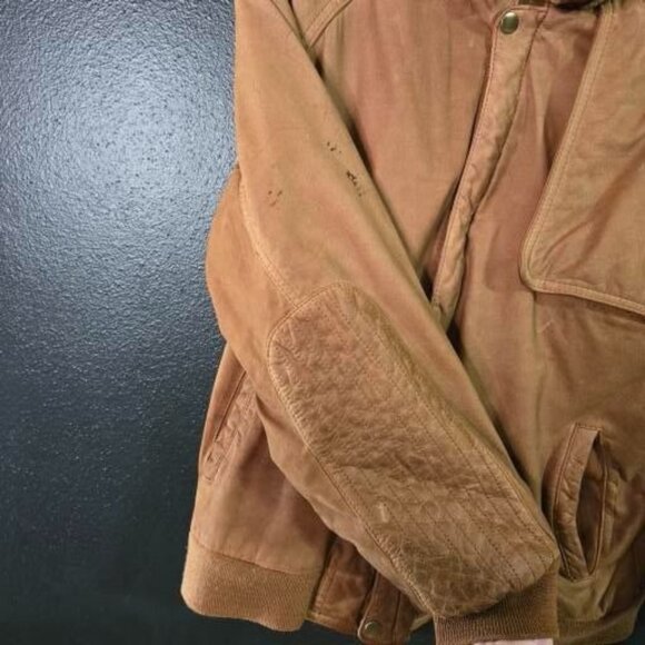 Vintage 90s Marlboro Suede Leather Bomber Jacket Mens L Rugged Distressed - Picture 7 of 16
